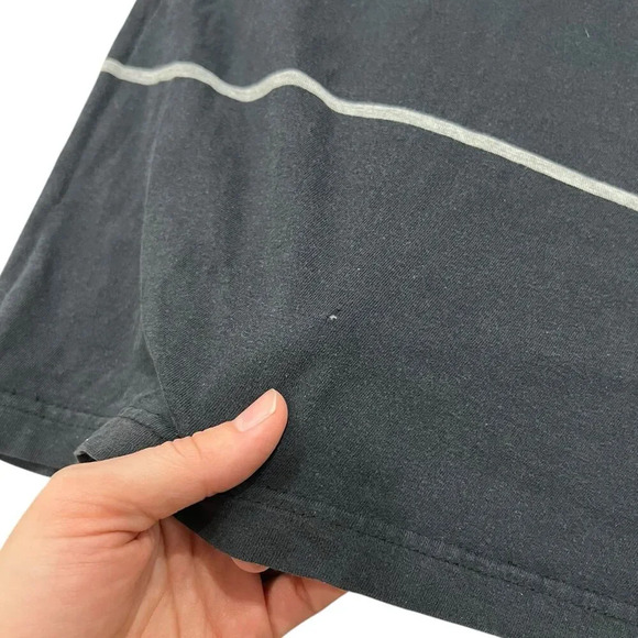 Analog Washed Black Striped Henley T-shirt L - Picture 3 of 5